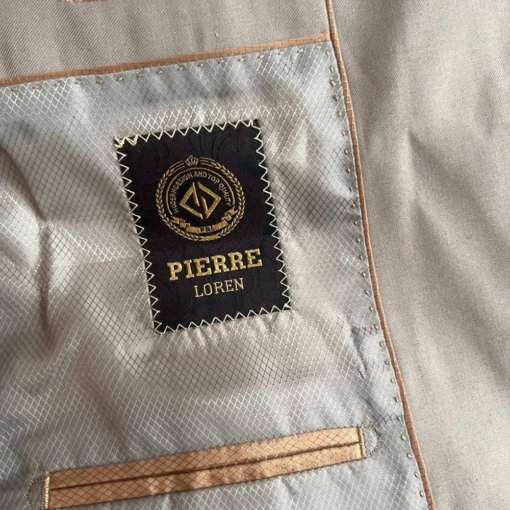 Pierre Loren -Alfred 2B-2 Piece Tan Suit 36 Short 30” Waist Pants NWT